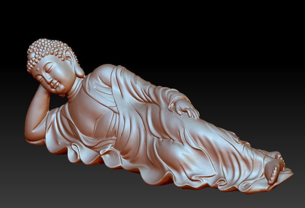 Asian Sleeping Buddha Statue 3D print model 3D print model_4