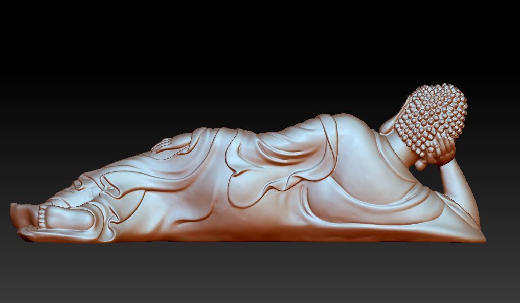 Asian Sleeping Buddha Statue 3D print model 3D print model_3