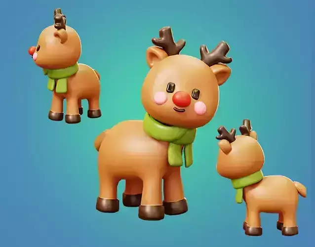 Reindeer  With Scarf Low-poly 3D model