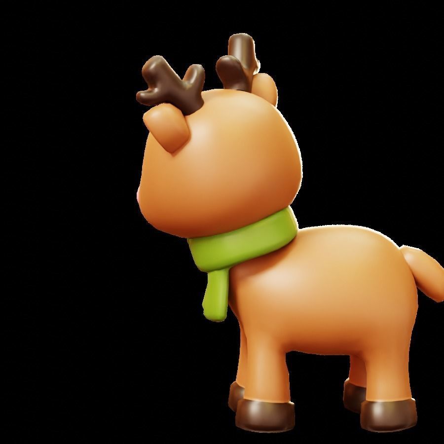 Reindeer  With Scarf Low-poly 3D model_7