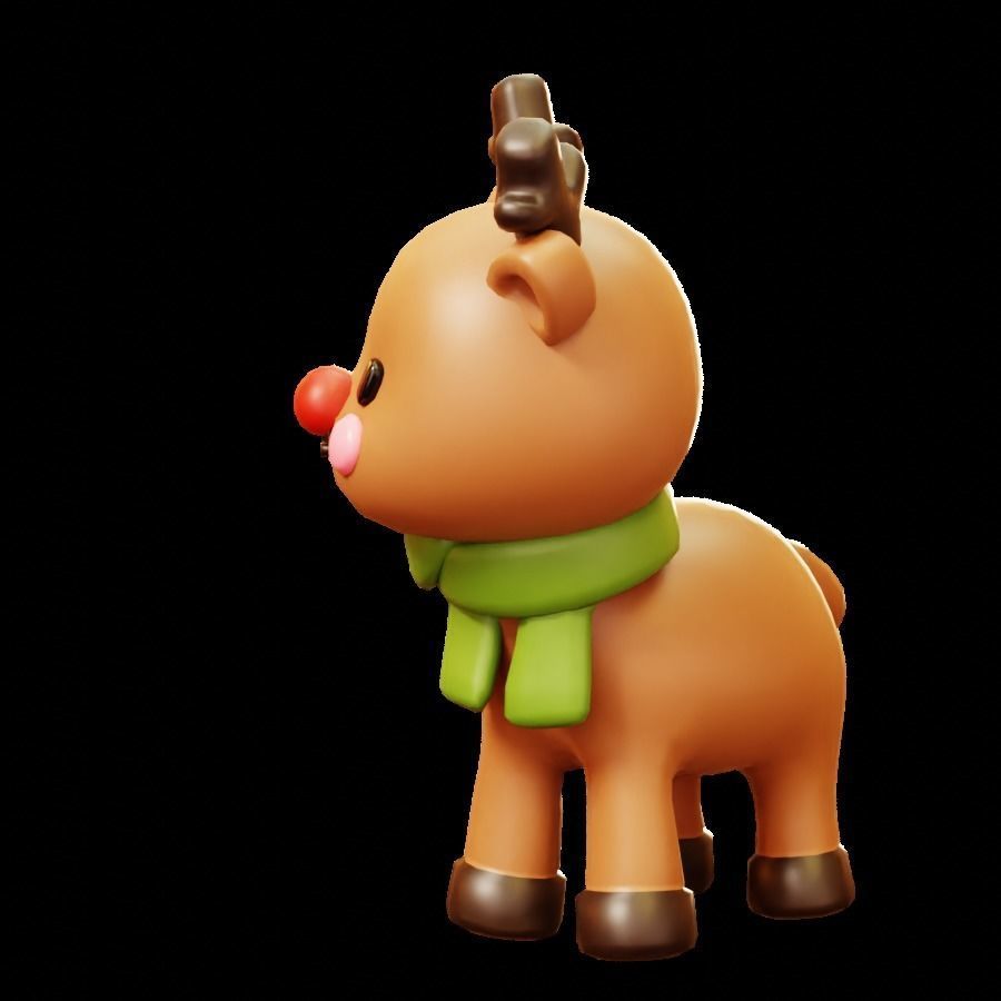 Reindeer  With Scarf Low-poly 3D model_5