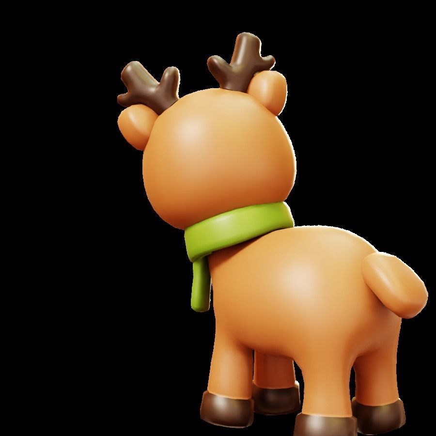 Reindeer  With Scarf Low-poly 3D model_9