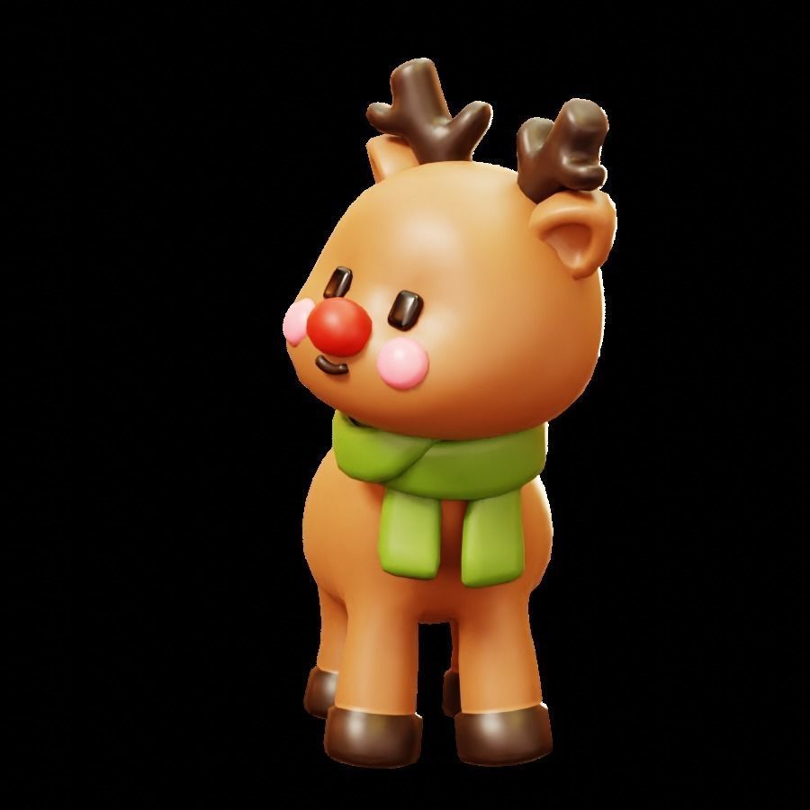 Reindeer  With Scarf Low-poly 3D model_3