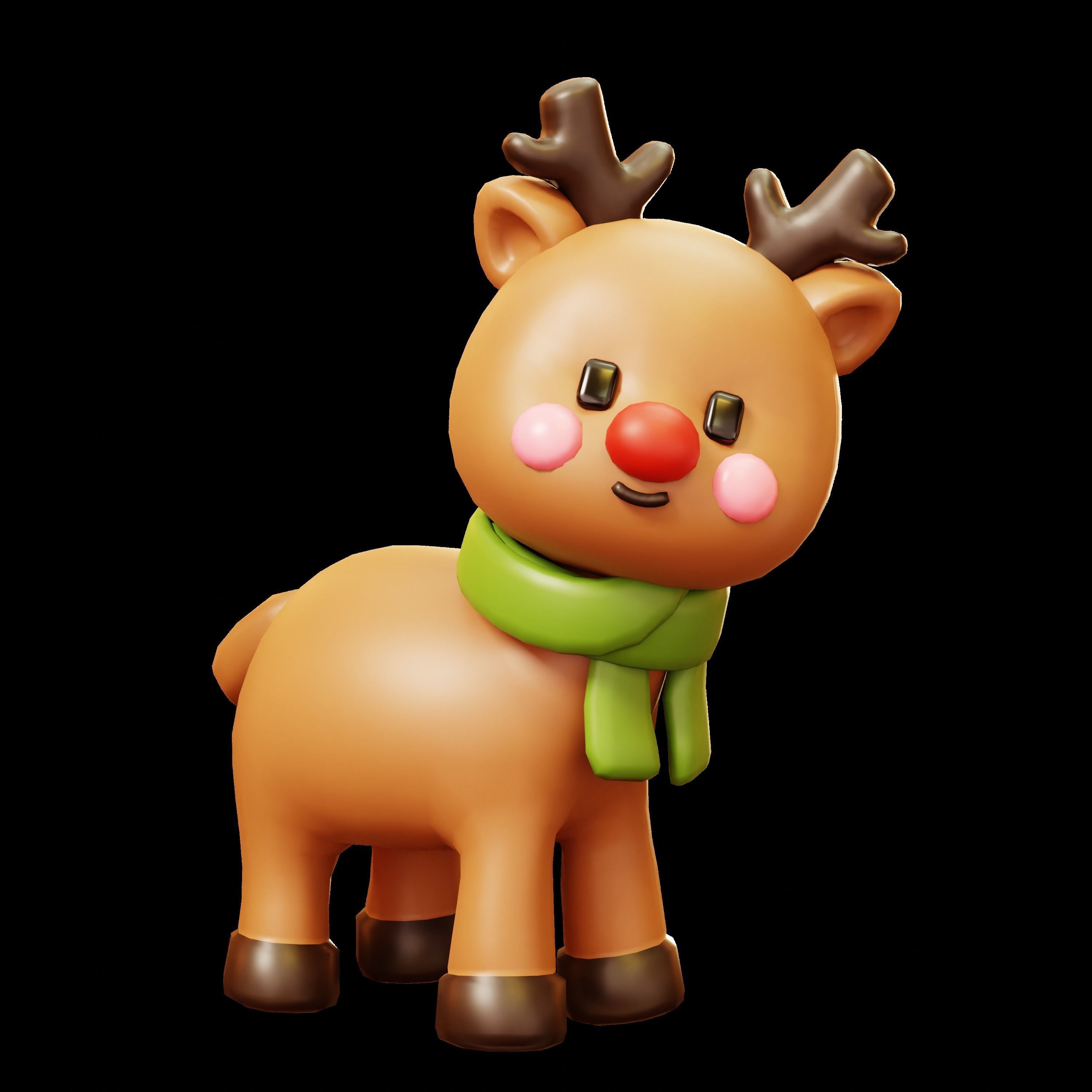 Reindeer  With Scarf Low-poly 3D model_1