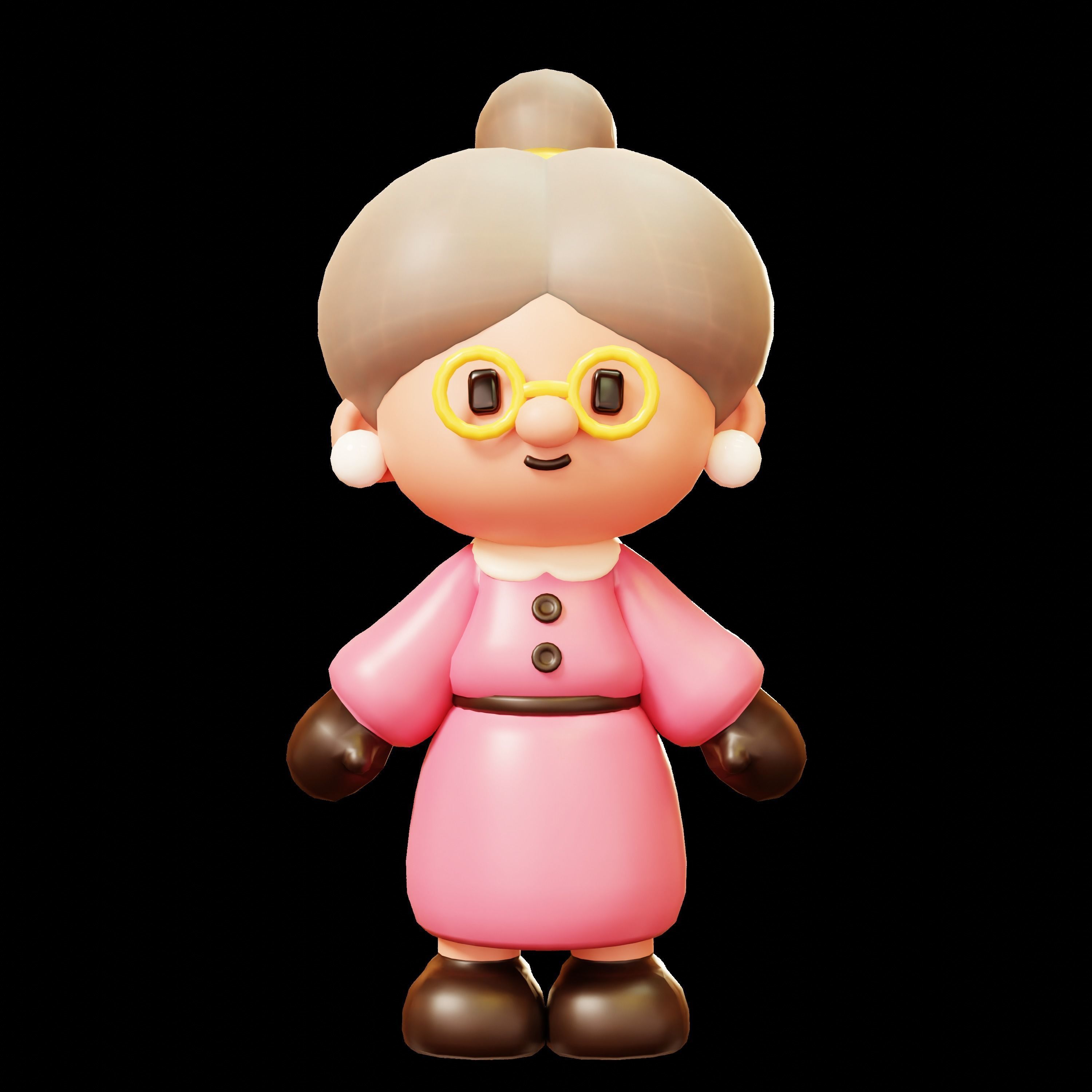 Old Woman in Christmas or Winter Low-poly 3D model_1