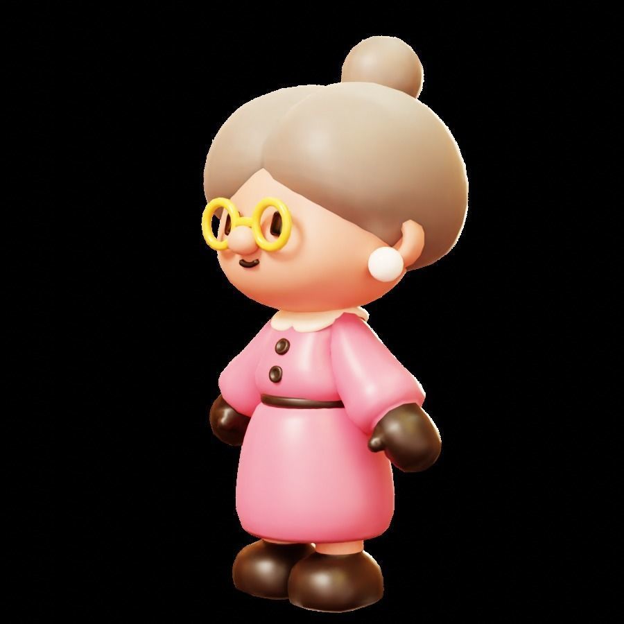 Old Woman in Christmas or Winter Low-poly 3D model_3