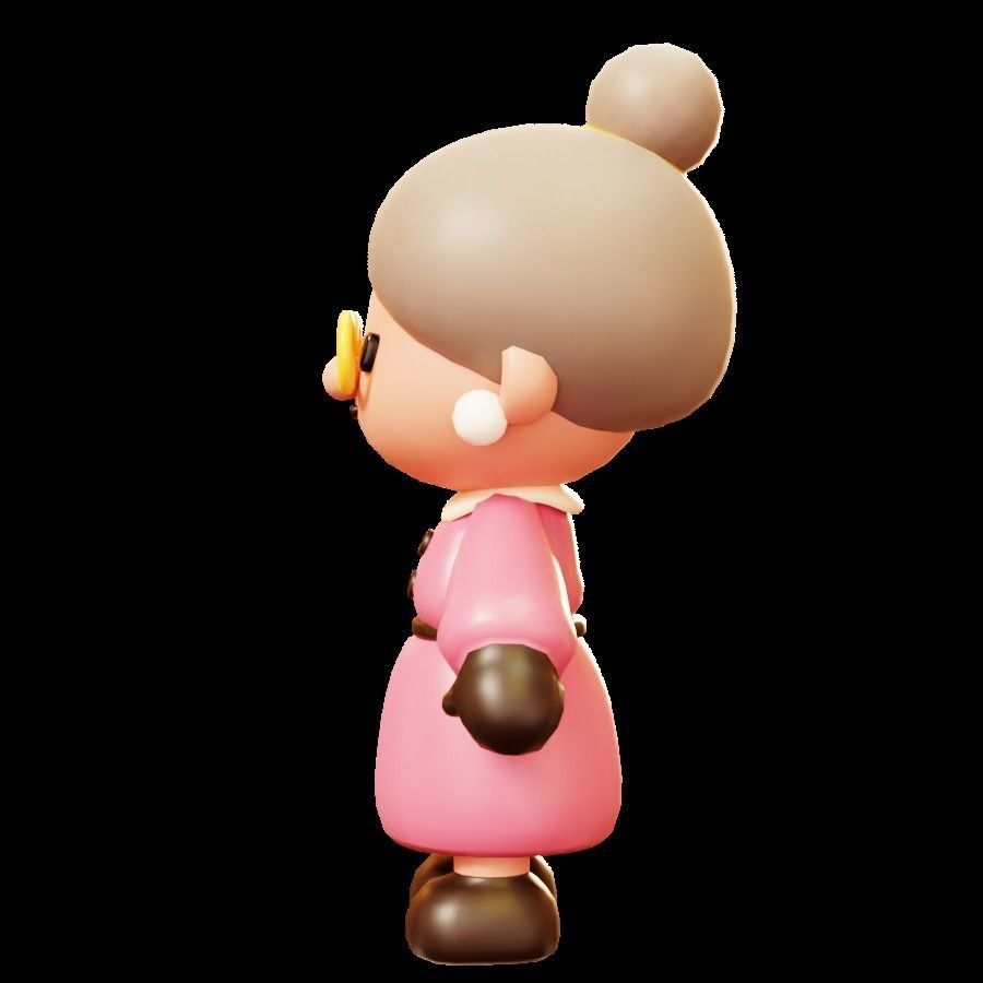 Old Woman in Christmas or Winter Low-poly 3D model_5