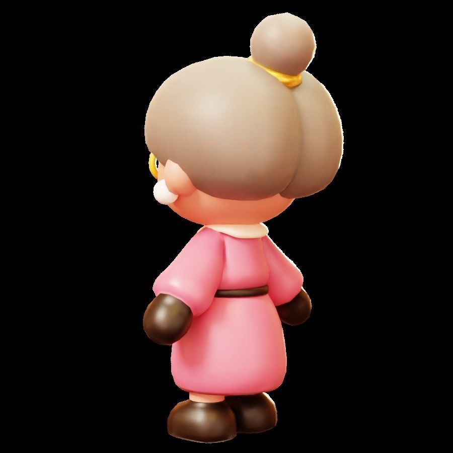 Old Woman in Christmas or Winter Low-poly 3D model_7