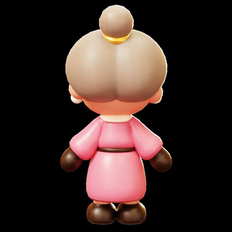 Old Woman in Christmas or Winter Low-poly 3D model_9