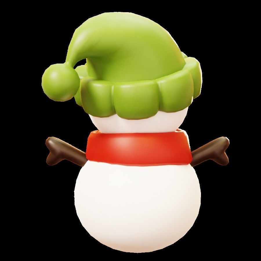 Snowmman with Scarf and Knitting Hat Low-poly 3D model_9