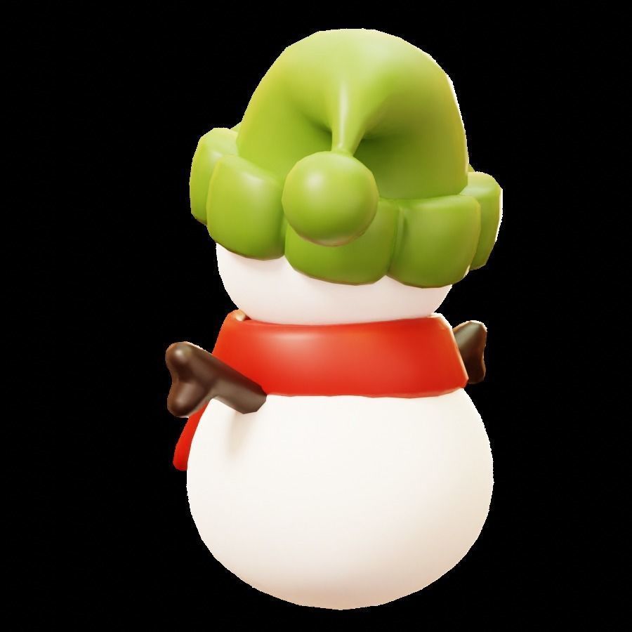 Snowmman with Scarf and Knitting Hat Low-poly 3D model_7