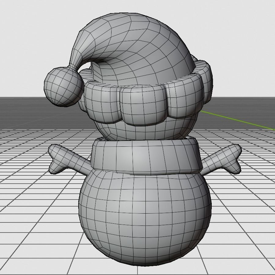 Snowmman with Scarf and Knitting Hat Low-poly 3D model_10