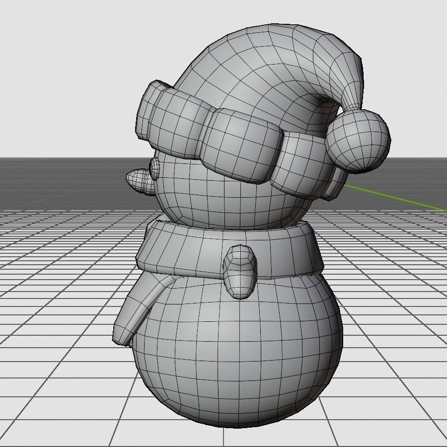 Snowmman with Scarf and Knitting Hat Low-poly 3D model_6