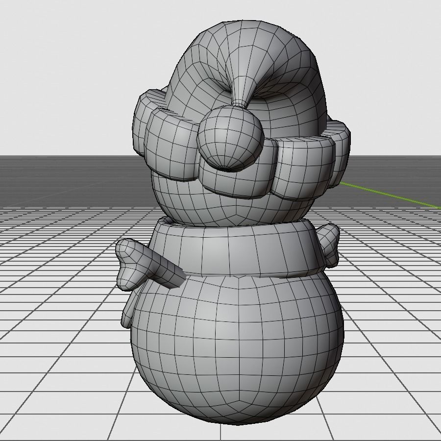 Snowmman with Scarf and Knitting Hat Low-poly 3D model_8