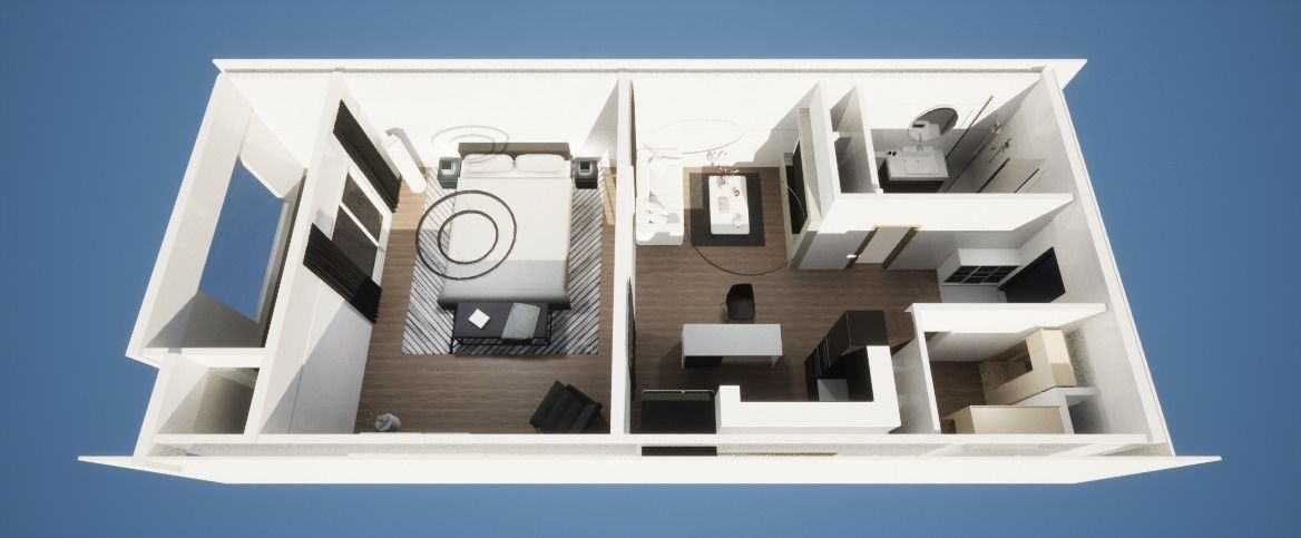 Modern Korea Style small aparment interior 3D model_2