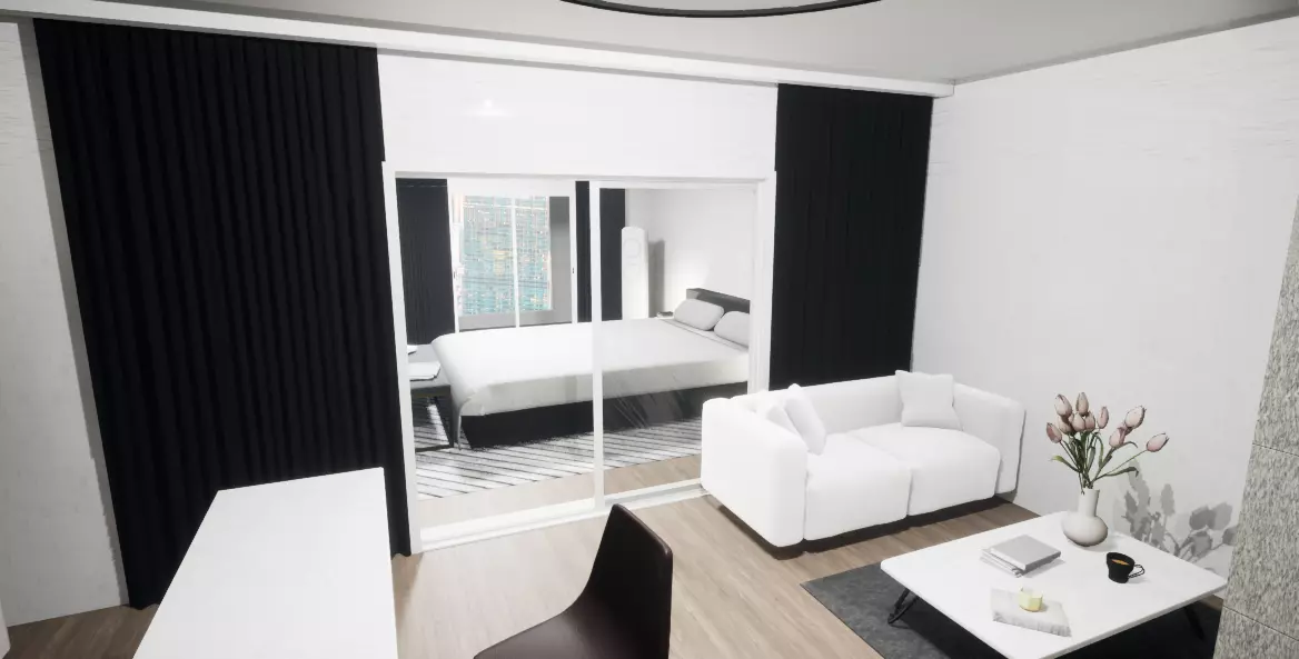 Modern Korea Style small aparment interior 3D model_0