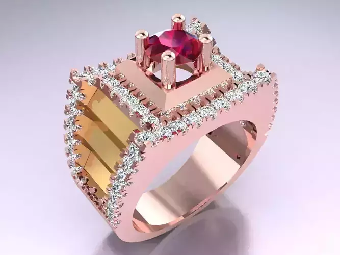 Diamond Ring - Mens Rings - N108 3D print model