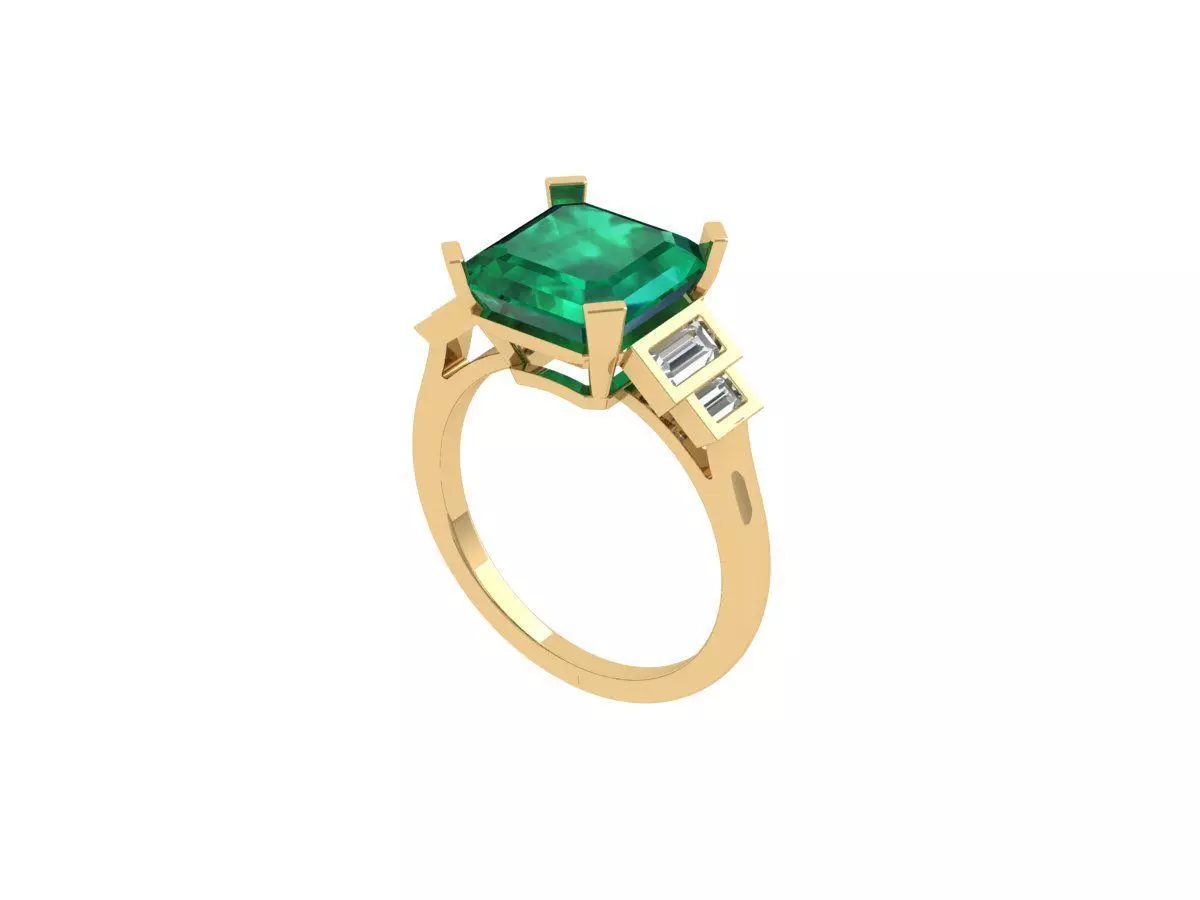 Asscher Art Deco Ring 3D print model_0