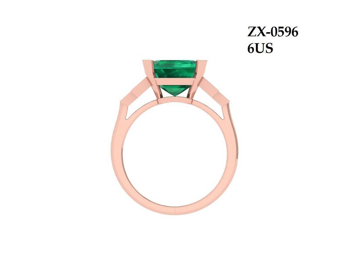 Asscher Art Deco Ring 3D print model_11