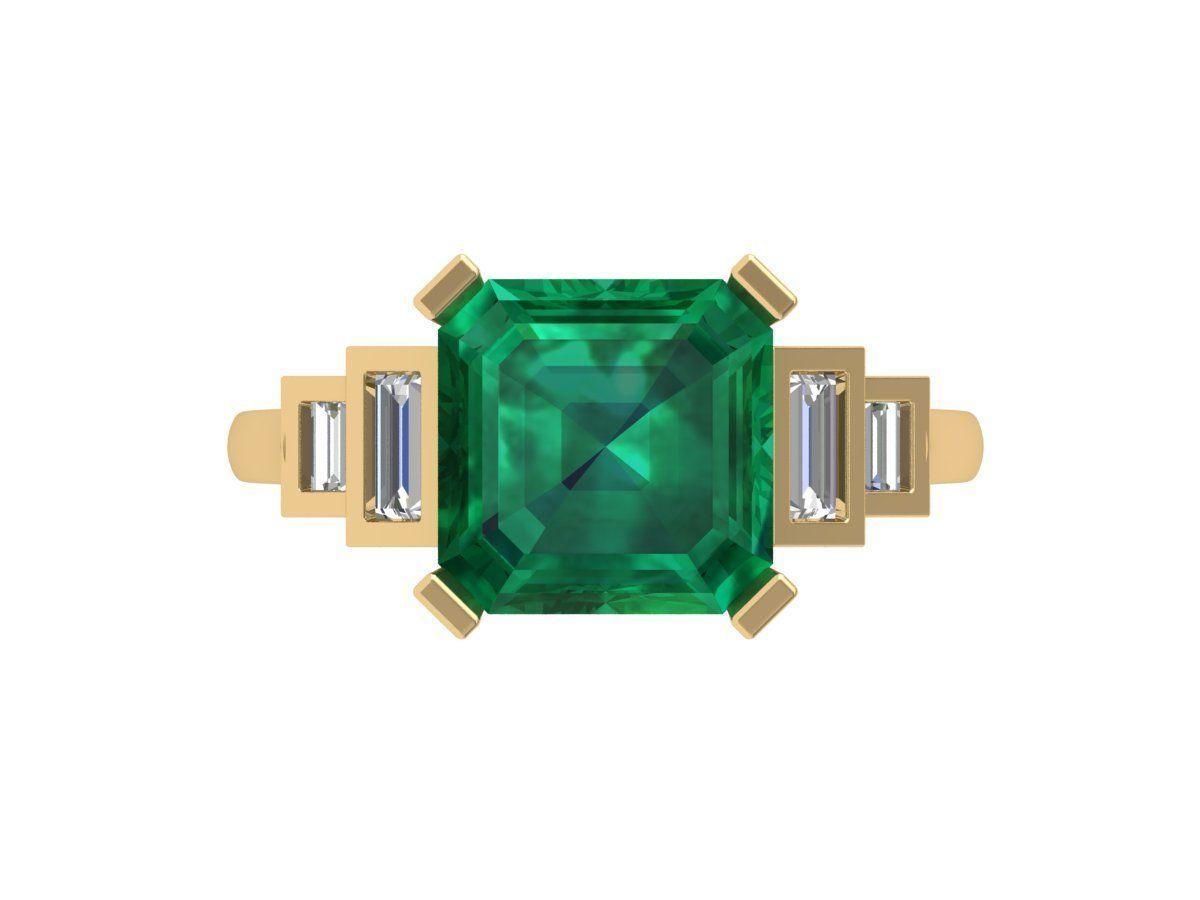 Asscher Art Deco Ring 3D print model_5