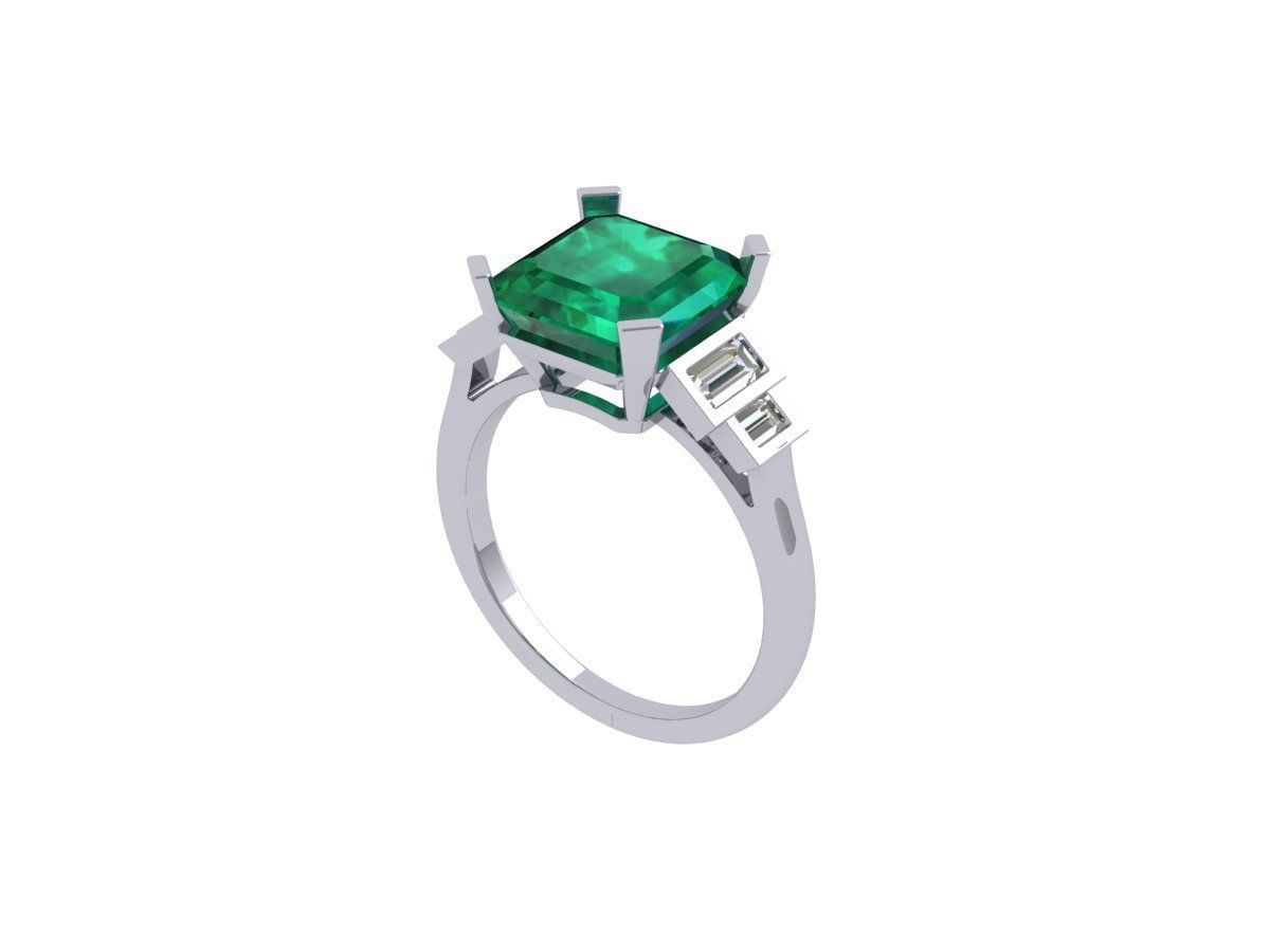Asscher Art Deco Ring 3D print model_2
