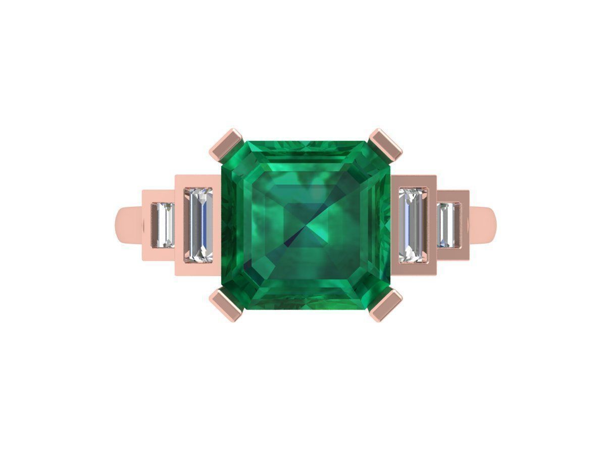 Asscher Art Deco Ring 3D print model_3