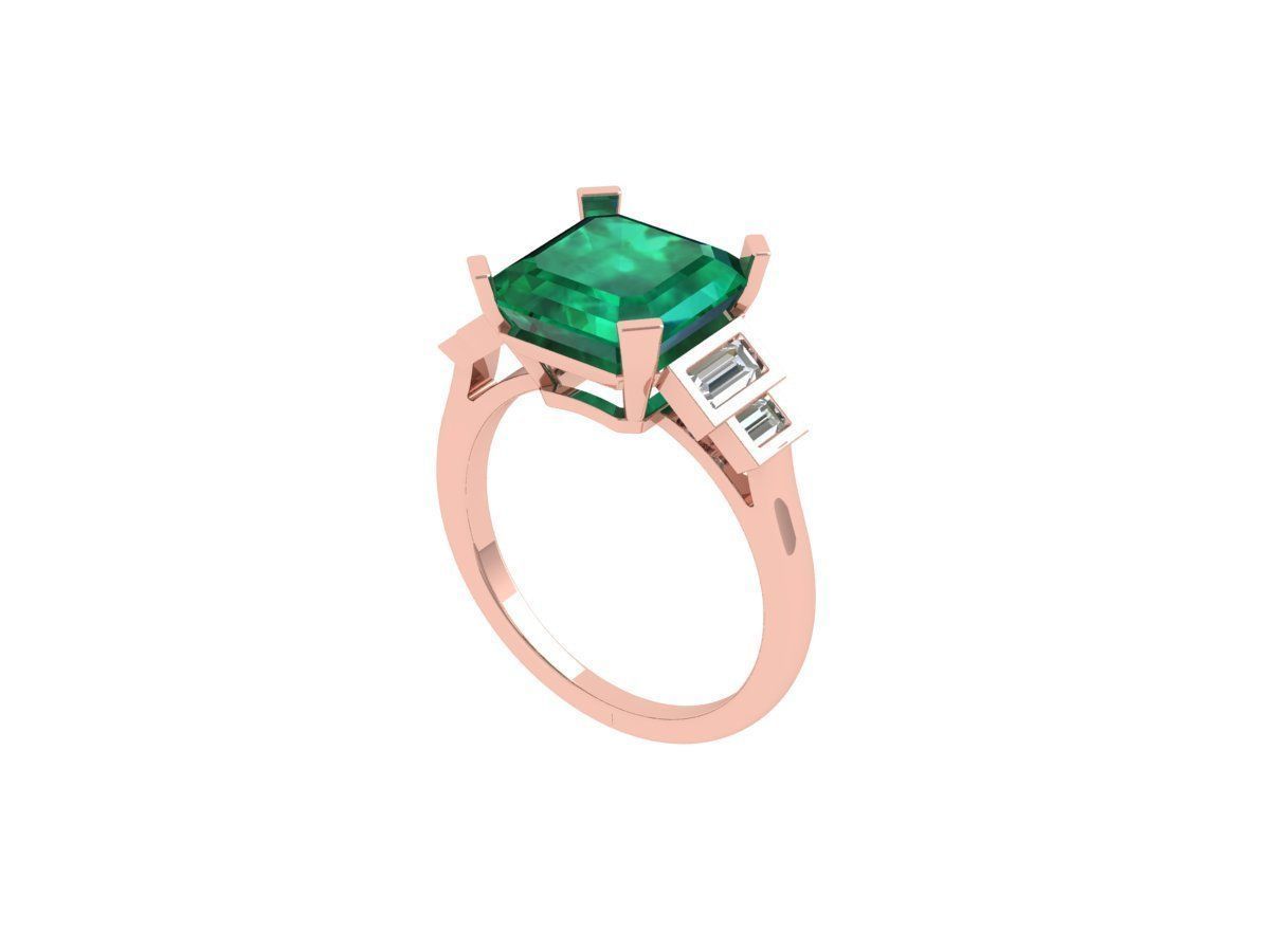 Asscher Art Deco Ring 3D print model_1