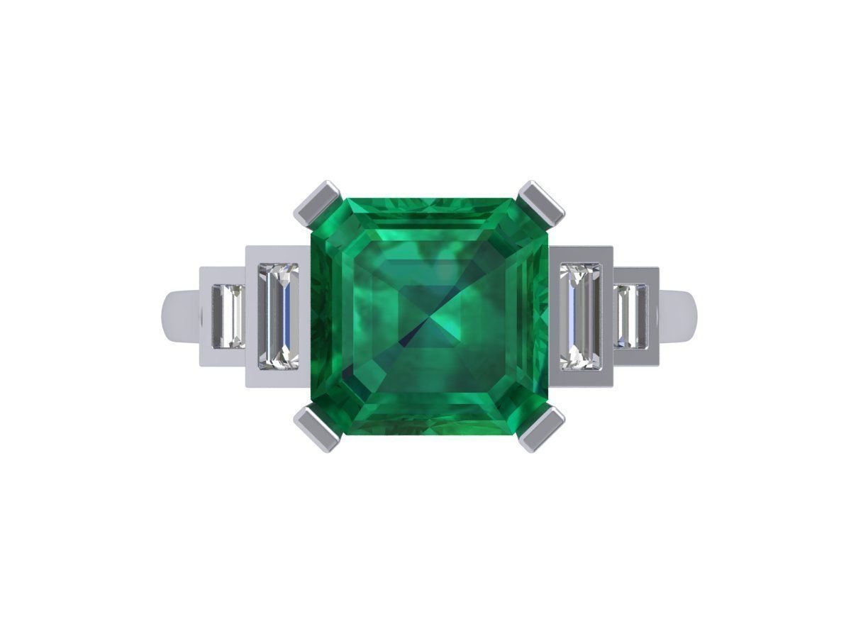 Asscher Art Deco Ring 3D print model_4