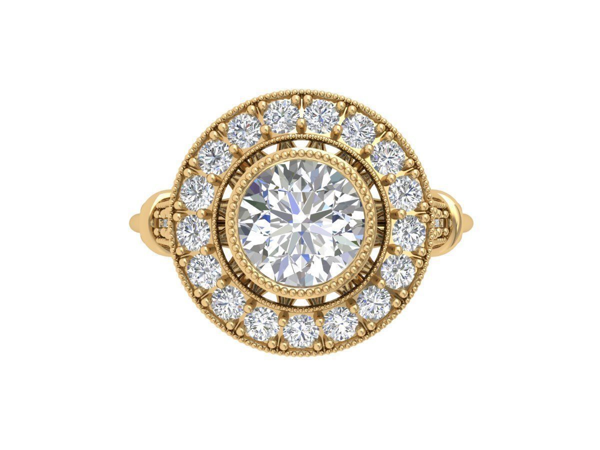 Solitaire Engagement Art Deco Ring 3D print model_3