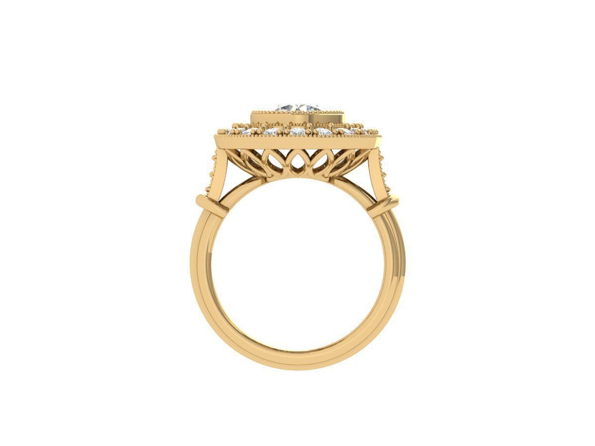 Solitaire Engagement Art Deco Ring 3D print model_10