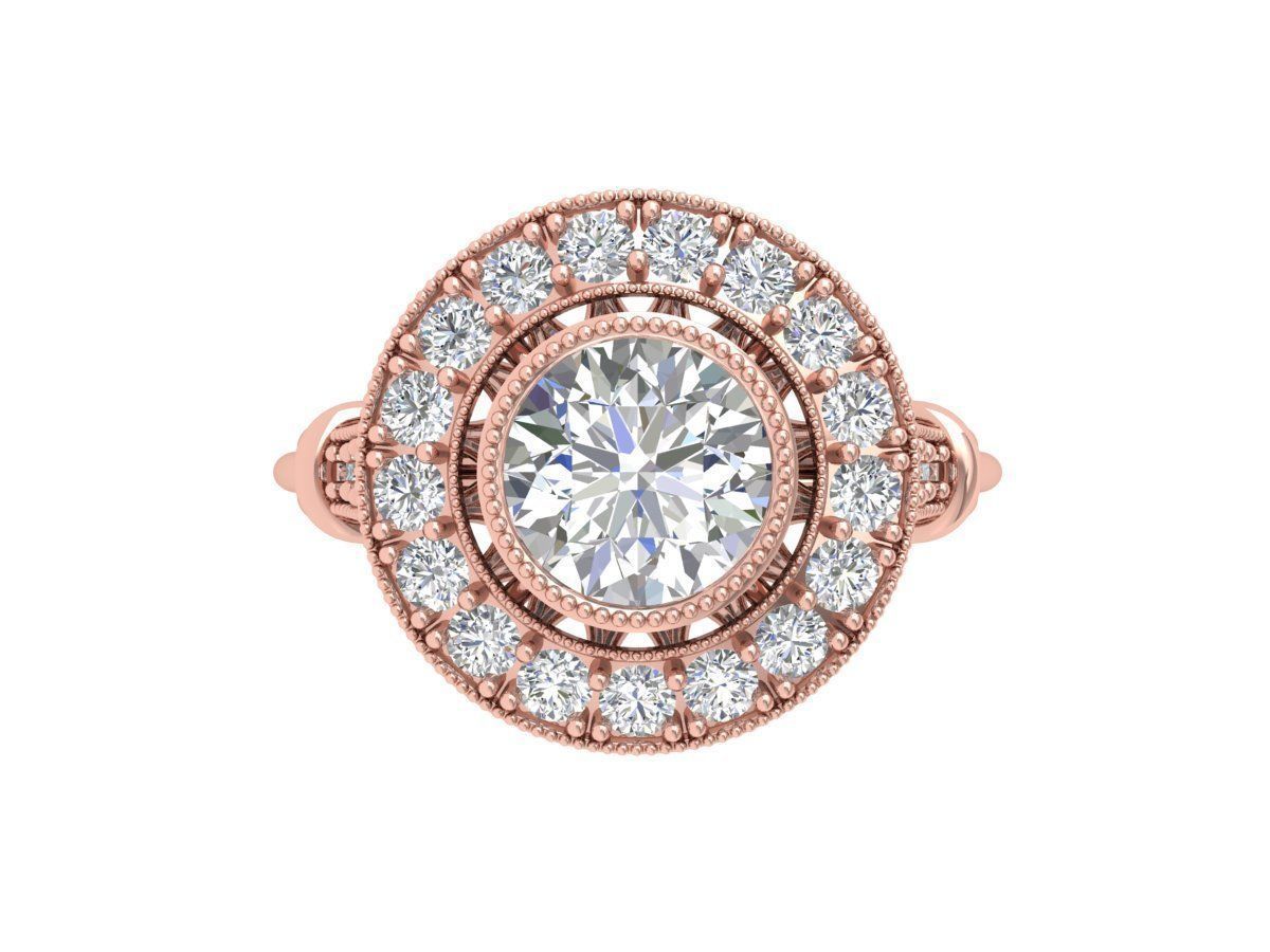 Solitaire Engagement Art Deco Ring 3D print model_4