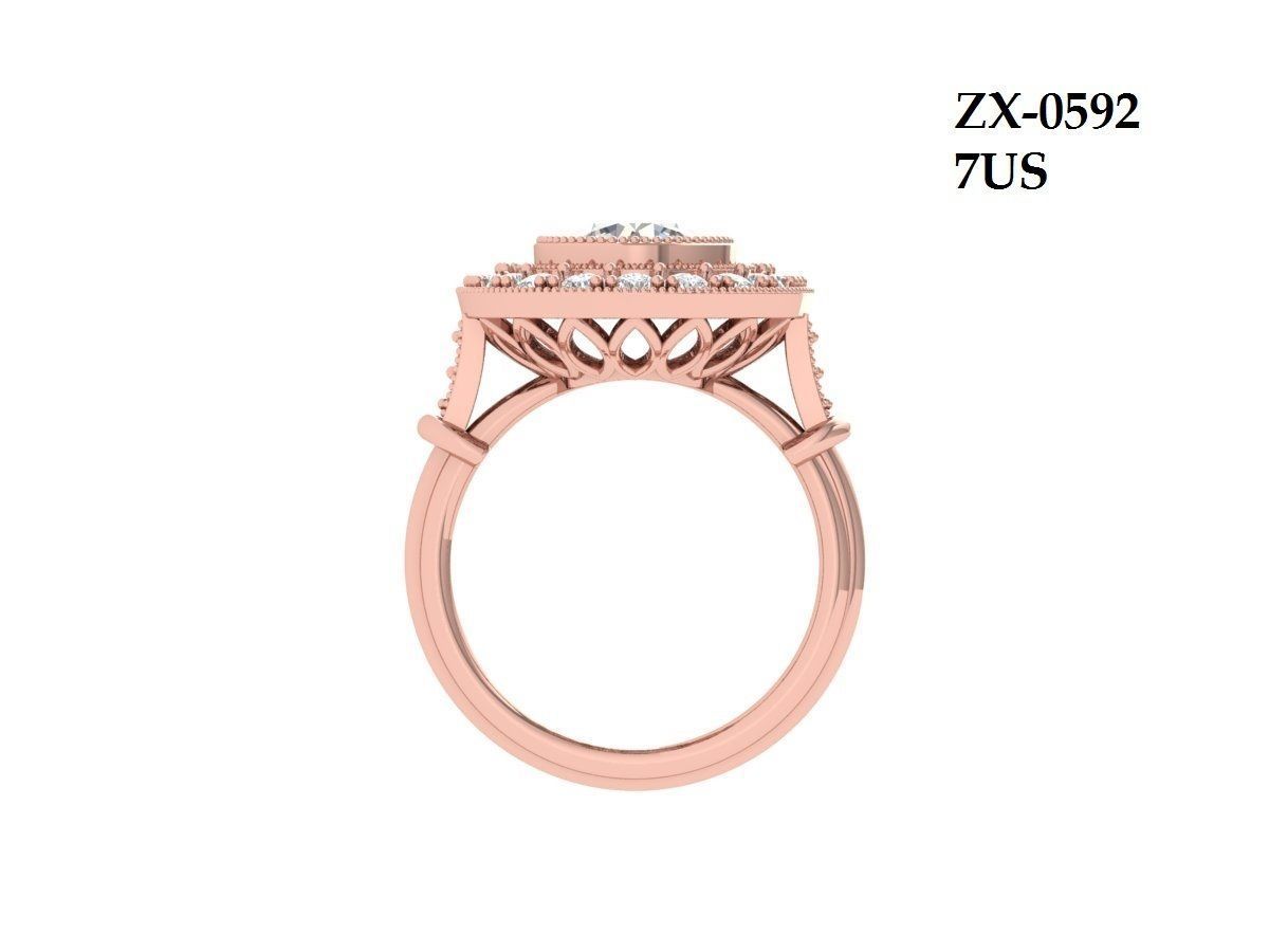 Solitaire Engagement Art Deco Ring 3D print model_11