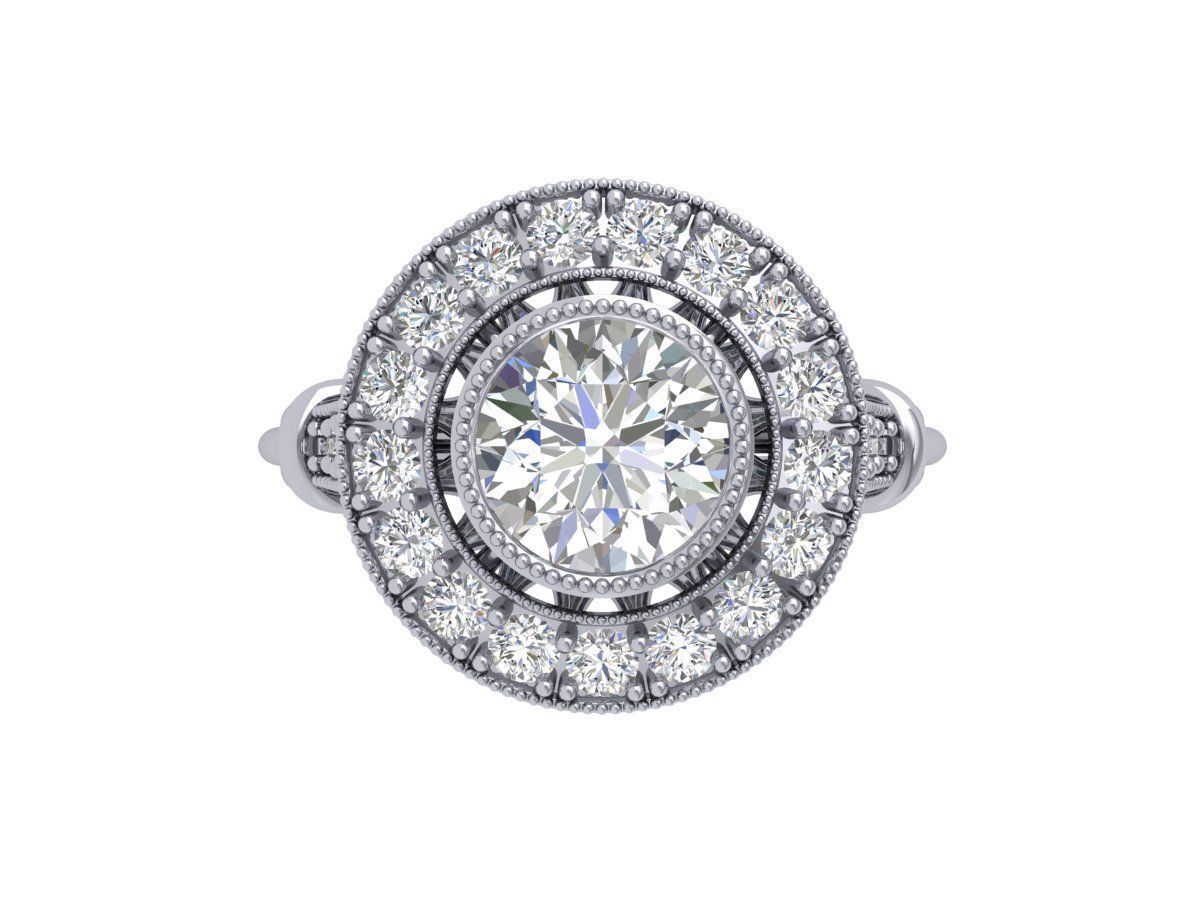 Solitaire Engagement Art Deco Ring 3D print model_5