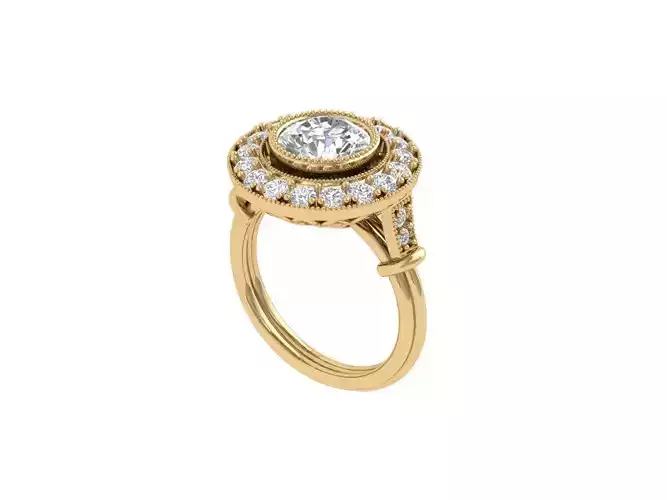 Solitaire Engagement Art Deco Ring