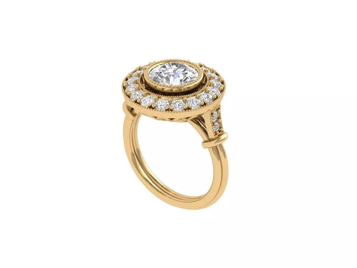 Solitaire Engagement Art Deco Ring 3D print model_0