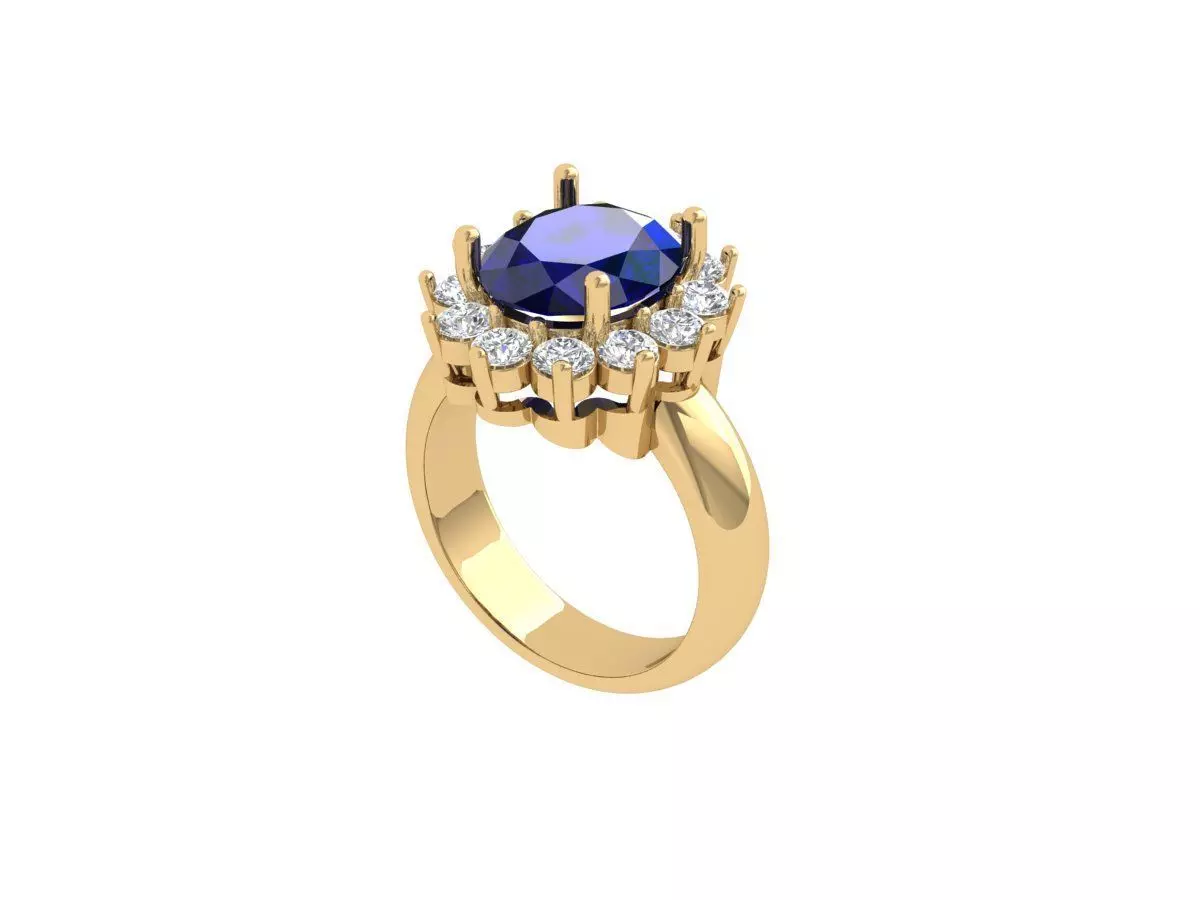 Oval Art Deco Ring 3D print model_0