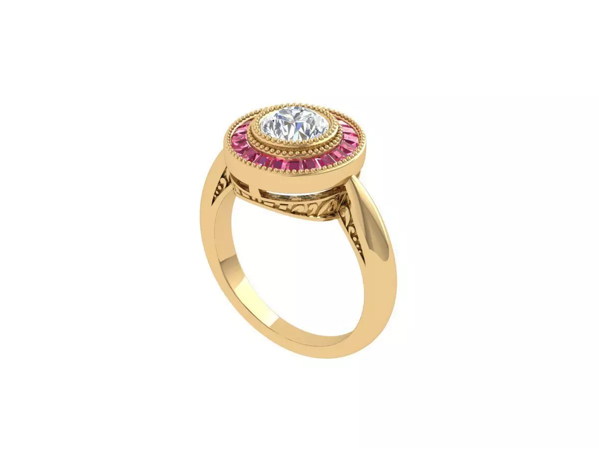 Solitaire Engagement Art Deco Ring 3D print model