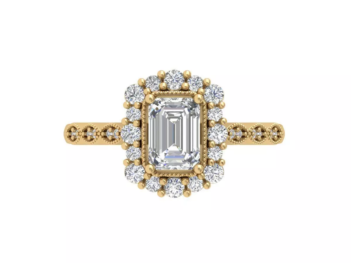 Emerald Solitaire Art Deco Ring 3D print model_0