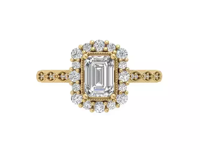 Emerald Solitaire Art Deco Ring