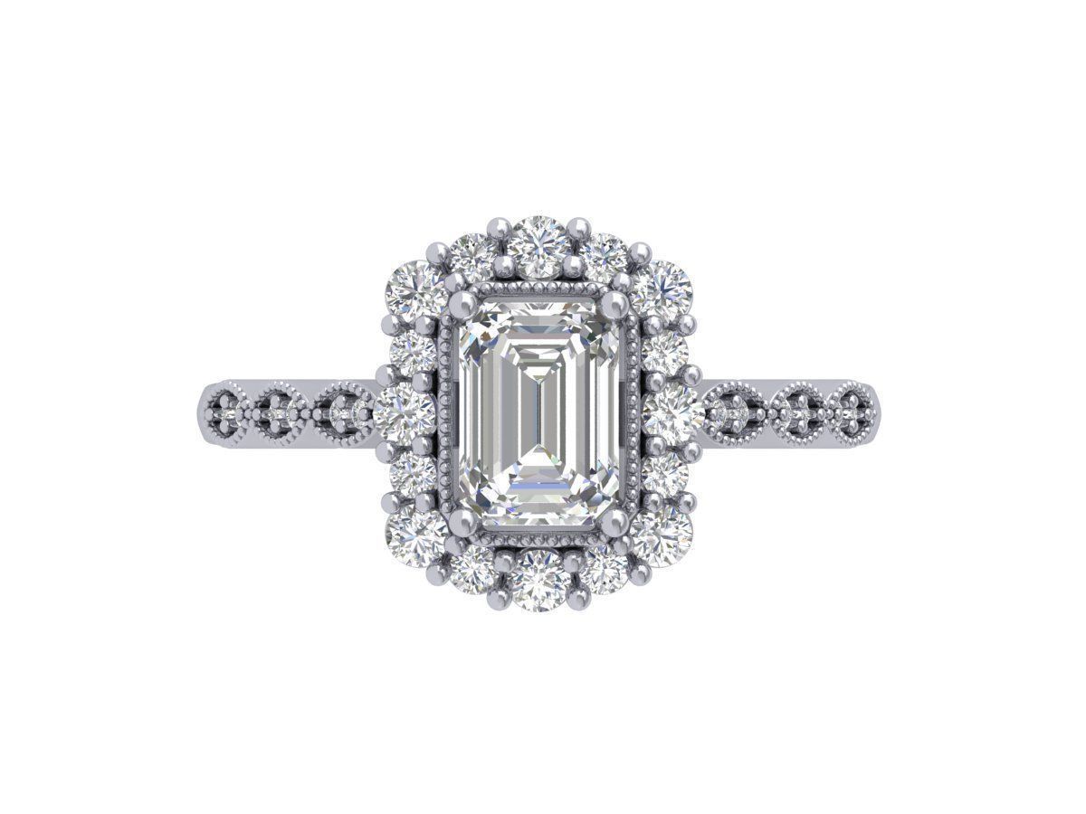 Emerald Solitaire Art Deco Ring 3D print model_5