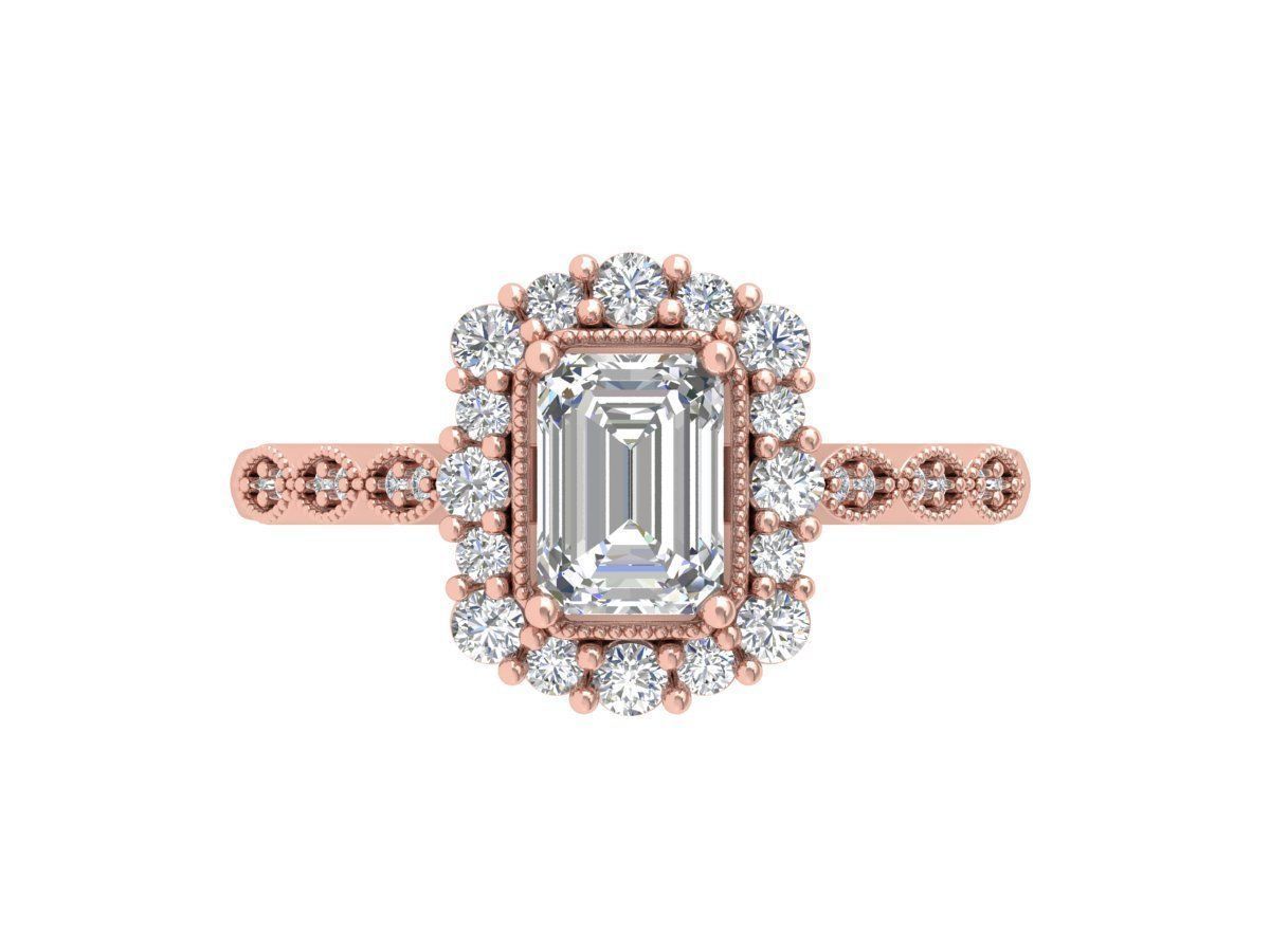 Emerald Solitaire Art Deco Ring 3D print model_4