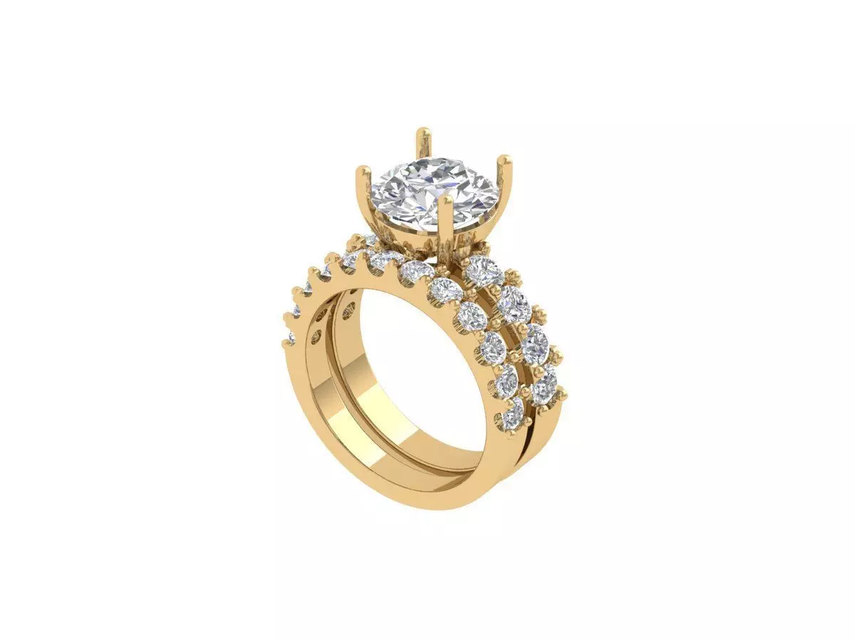 Solitair Ring Bridal Set 3D print model