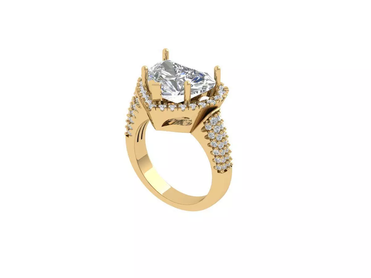 Heart Art Deco Ring 3D print model