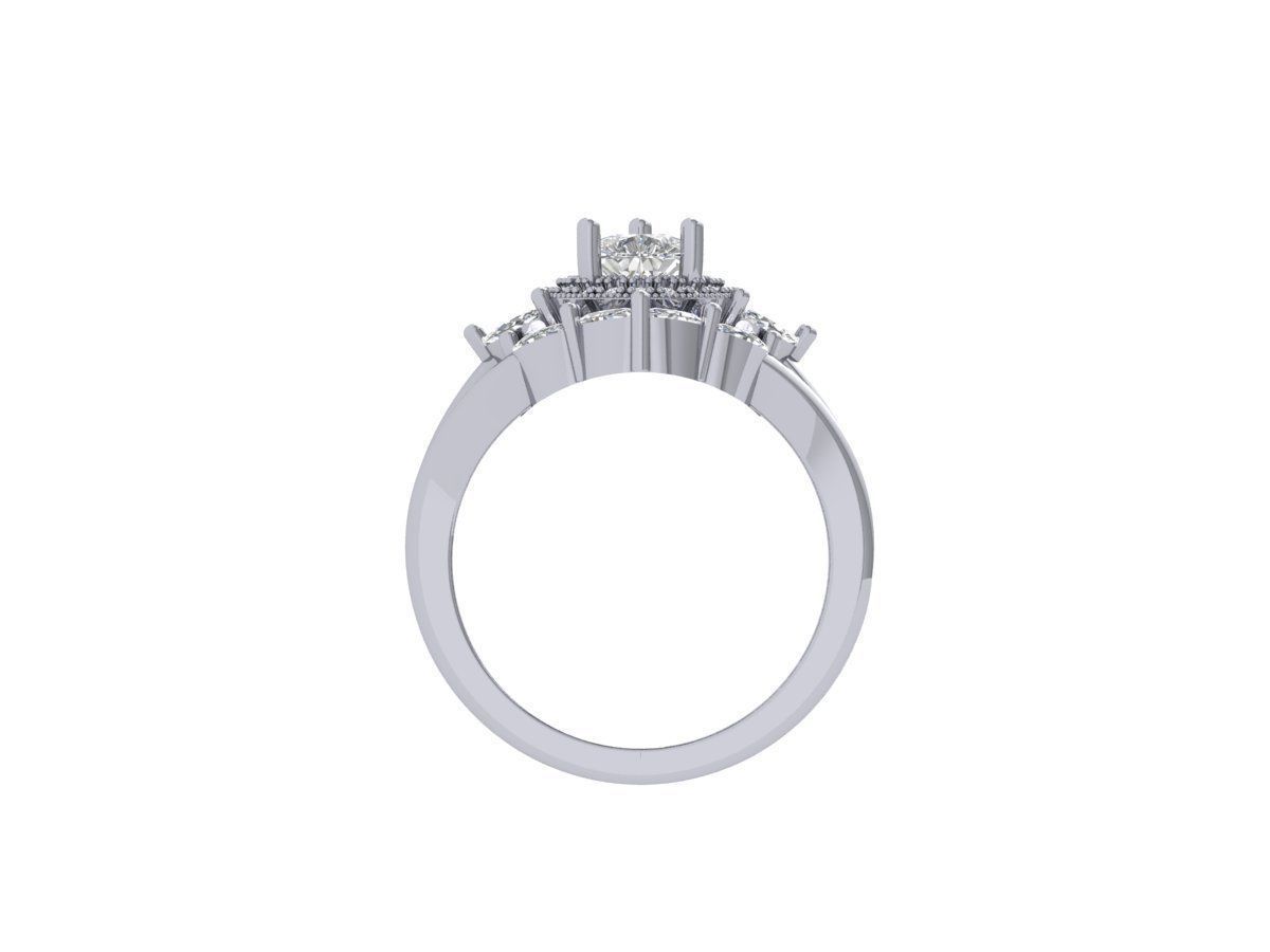 Pear Solitaire Ring Bridal set 3D print model_9