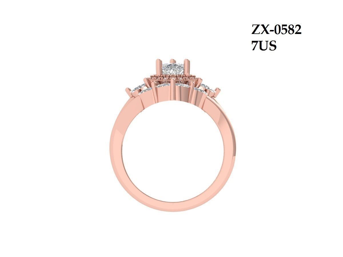 Pear Solitaire Ring Bridal set 3D print model_11