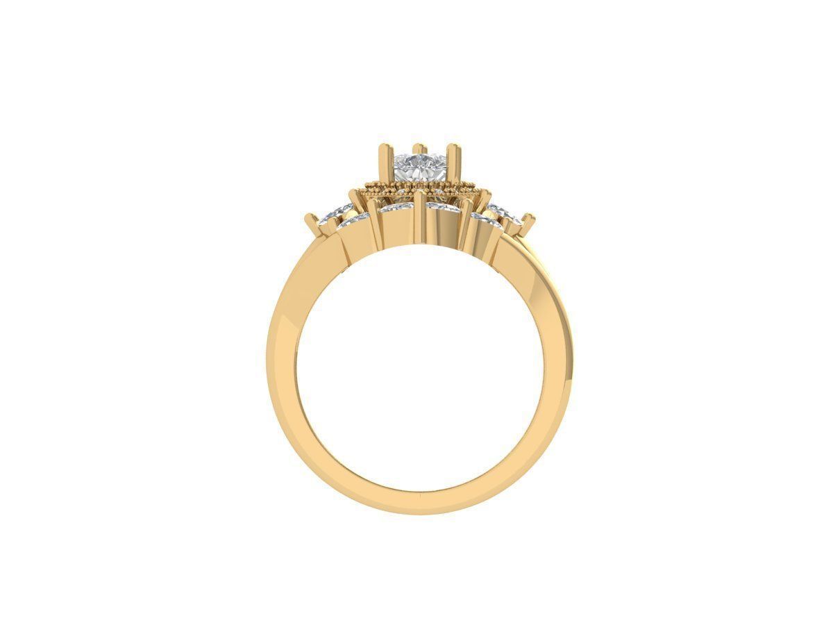 Pear Solitaire Ring Bridal set 3D print model_10
