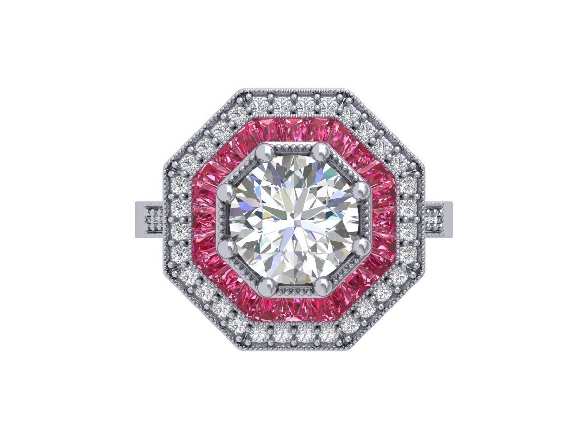 Solitaire Engagement Art Deco Ring 3D print model_5