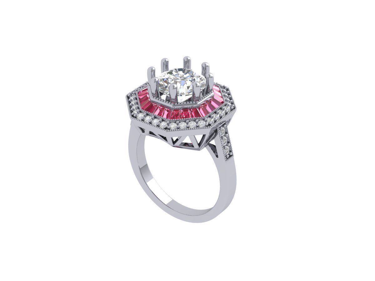 Solitaire Engagement Art Deco Ring 3D print model_2
