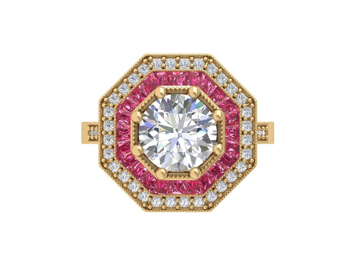 Solitaire Engagement Art Deco Ring 3D print model_3