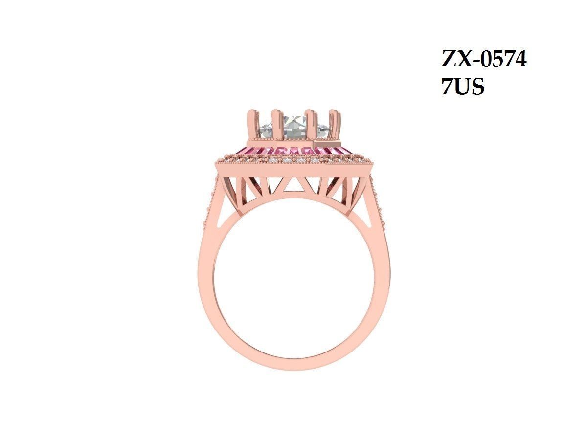 Solitaire Engagement Art Deco Ring 3D print model_11